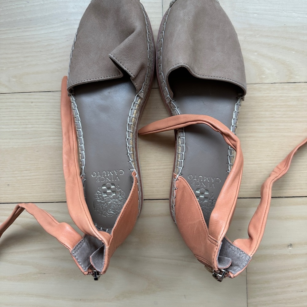 Vince Camuto Tan and Peach Espadrilles